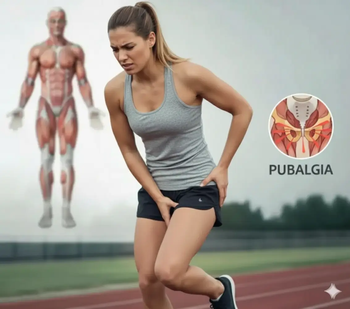 Imagen anatómica explicando qué es la pubalgia -clinica de lesiones deportivas